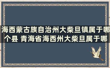 海西蒙古族自治州大柴旦镇属于哪个县 青海省海西州大柴旦属于哪个县